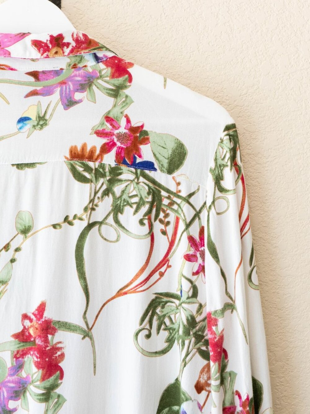 Grace Elements Floral Tunic Womens Medium Tiered Ruffle Hem Boho Rayon Blouse - Picture 12 of 14